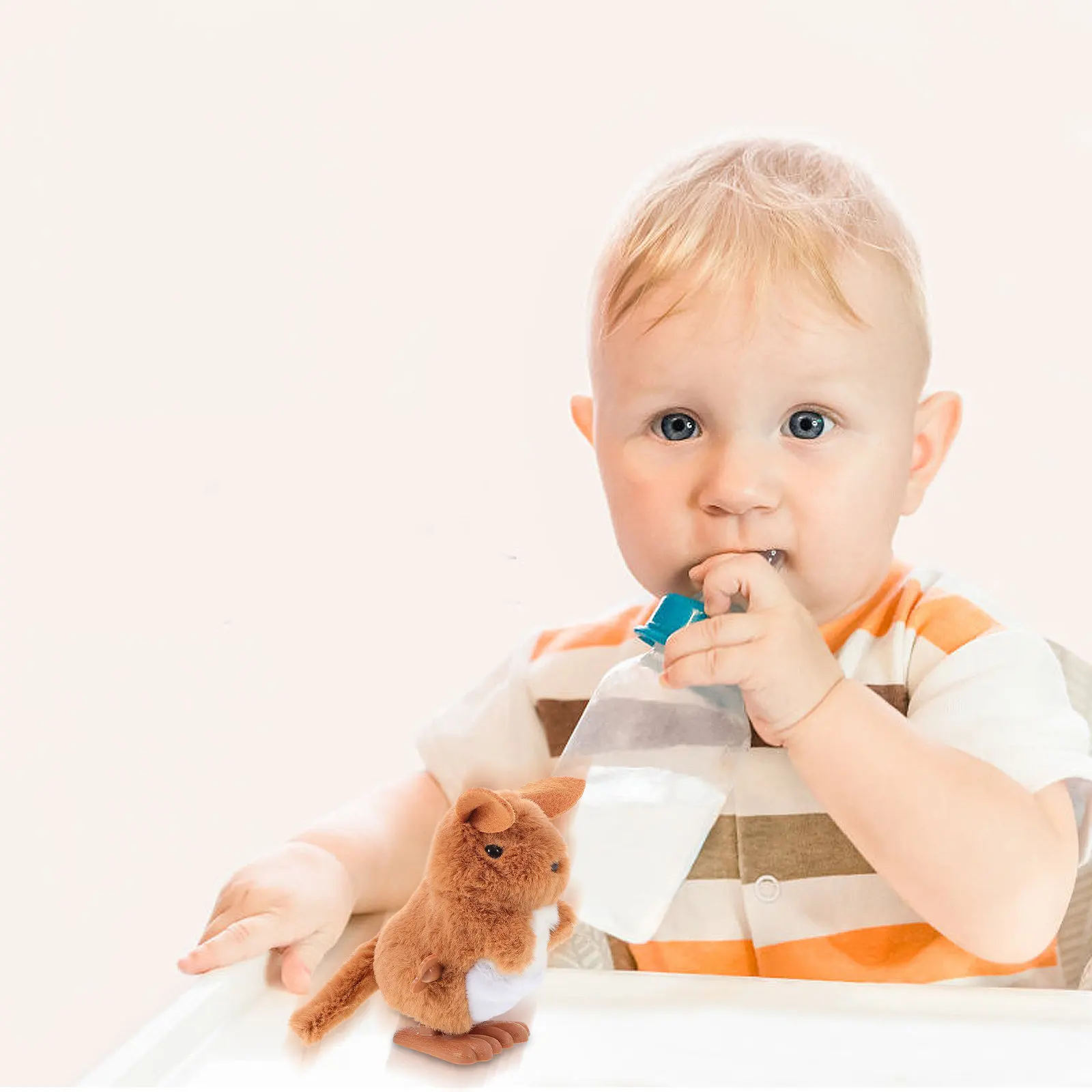 Wind-Up Animal Clockwork Plaything Soft Squishy Infant Companion Encouraging Crawling Head-Lifting Jumping Educational Funny