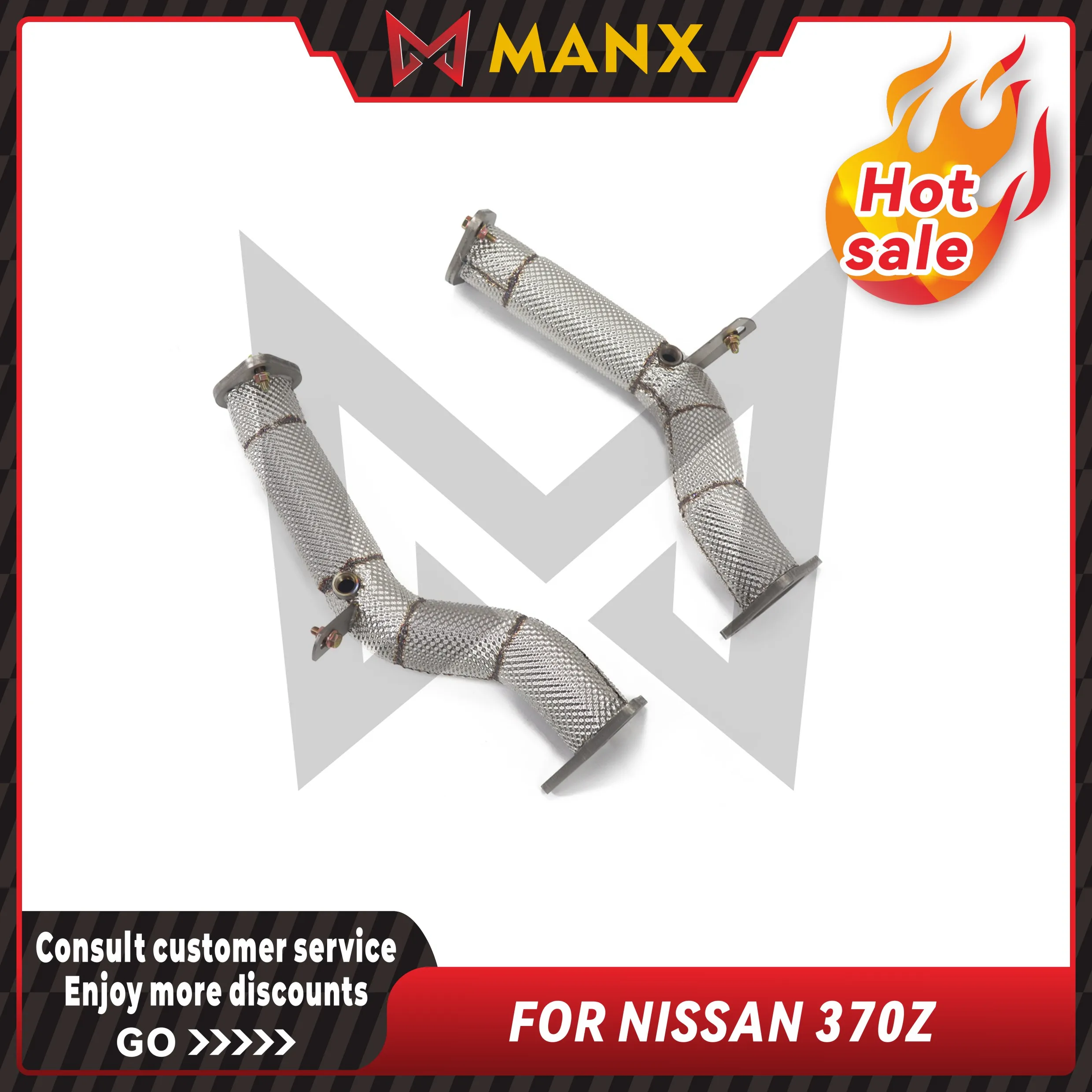 

MANX Car Exhaust system for NISSAN 370Z Catalyzed Downpipe Catless Downpipe Stainless steels Performance exhaust pipe