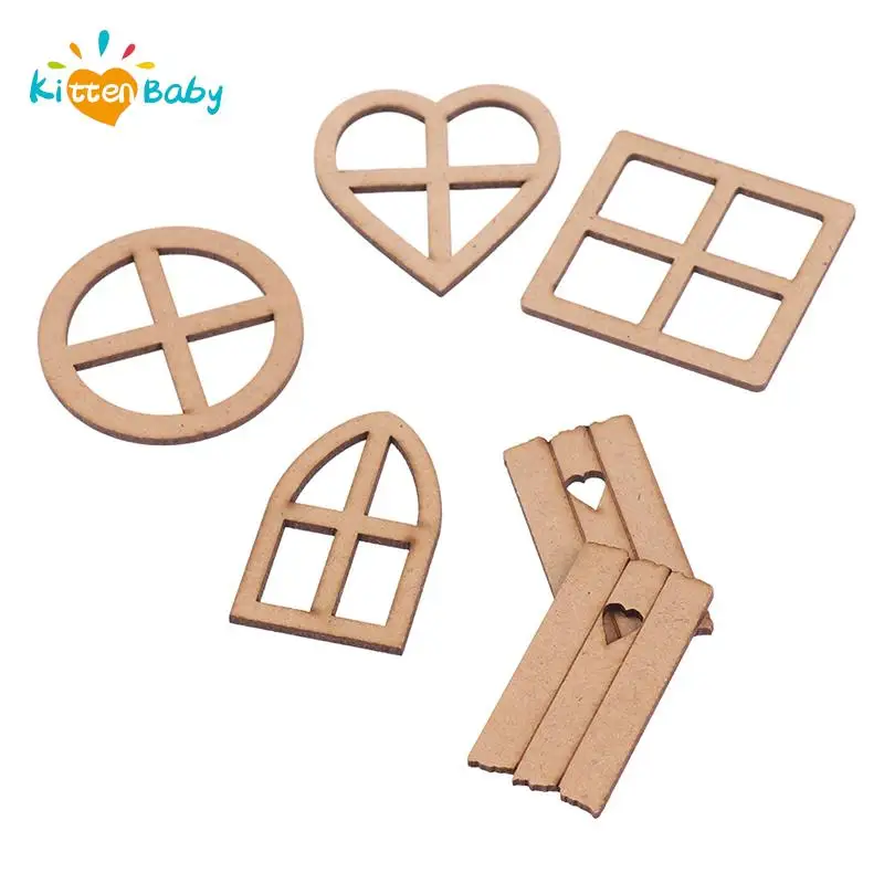 

6Pcs/Lot Wooden Mini Window and Door Decorating Crafts for DIY Scrapbooking, Doll Houses, Creative Crafting,Coloring Doodles