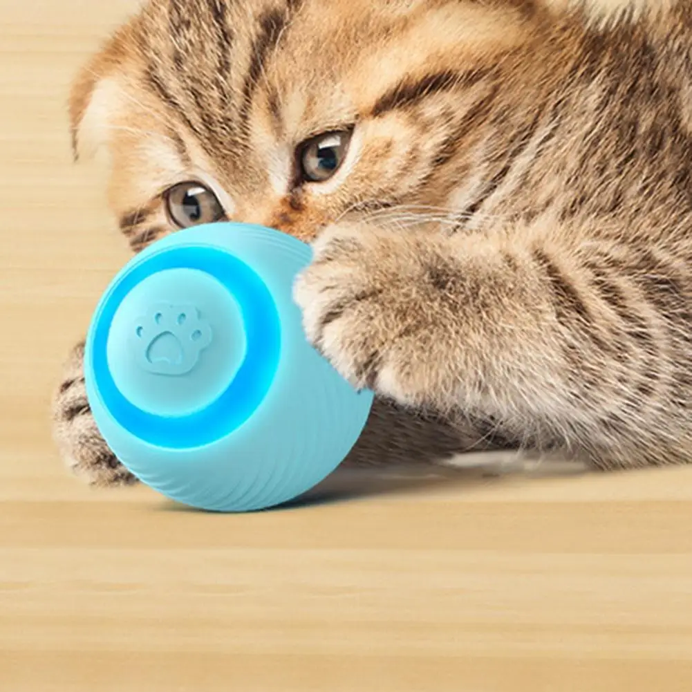 Cat Toy Ball Self-Moving Rotatable USB Rechargeable Kitten Ball Toys Rolling Indoor Chasing Ball Toy For Kitty Pet Supplies