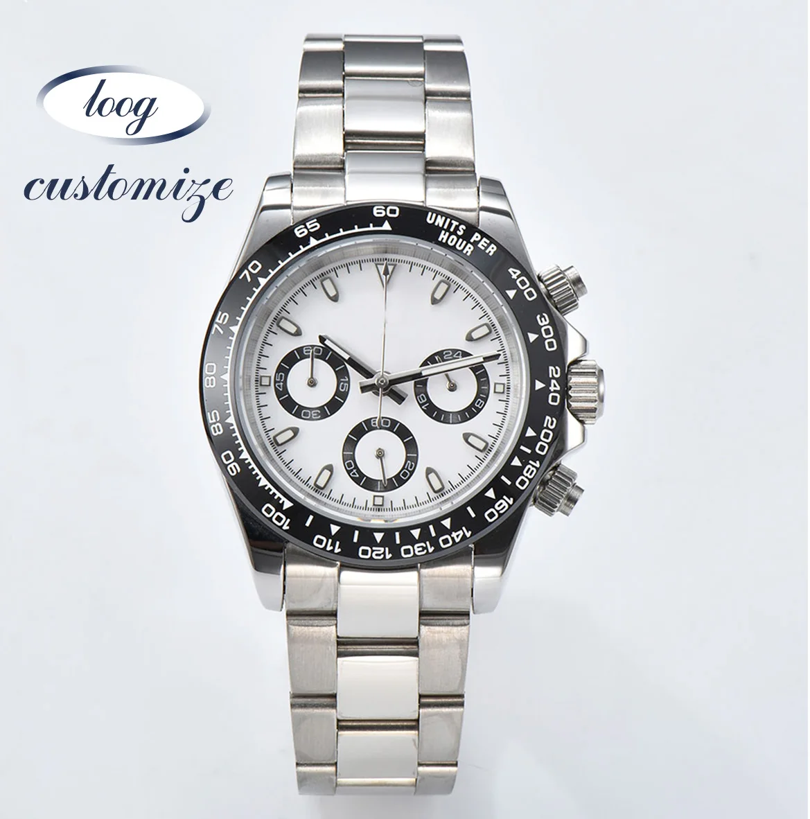 VK series 63 Watch 39.3mm Custom Logo StainlessSteel waterproof Case quartz Movement Sapphire GlassTiming CodeWatch