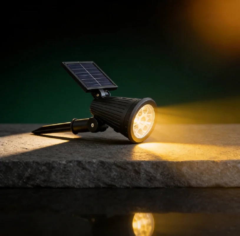 HTMCK 9 LEDs Solar Spotlights, Outdoor Waterproof, Spot Lights, Brightness Adjustable for Garden Backyard Driveway Patio Decor gallery 5