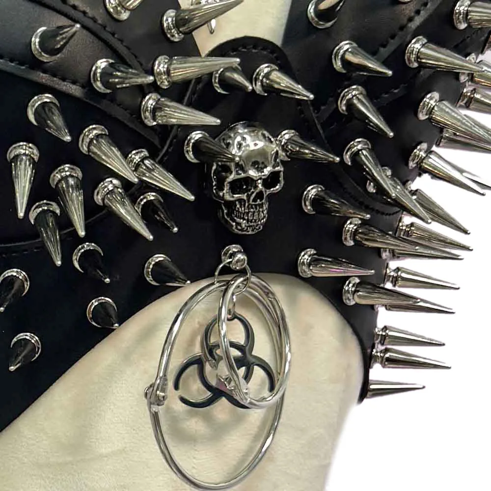 Emo Clothing Punk Rock Clothes Sexy Spiked Bra with Spikes Grunge Harajuku Festival Outfit Gothic Tank Goth T-shirt Y2K Tops ALT