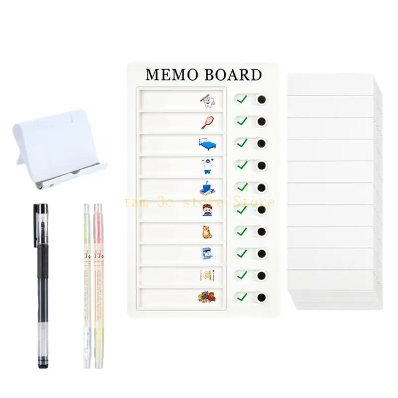 

Portable Chore Chart for Kids, Toddler Chore Board Checklist Board with 20 Cardstock, 2 Hightlight and Desktop Holder D0UA