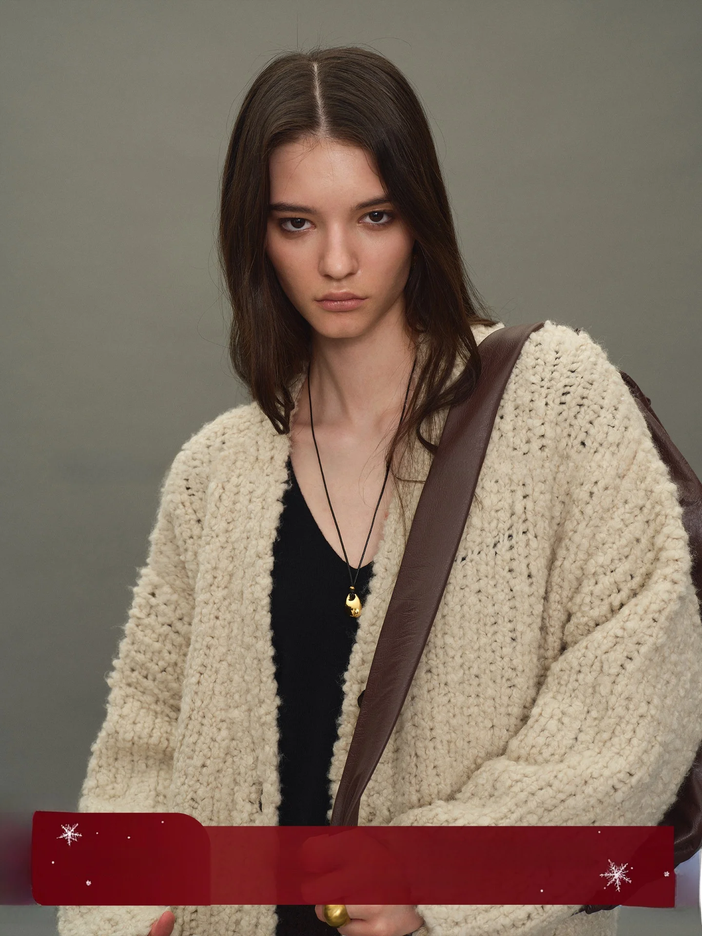 

CHICJANE Тяжелая шерстяная пряжа, вязаный большой открытый кардиган, повседневный свободный крой, шерстяной свитер, длинный свеч, V-Ne, свитер на пуговицах