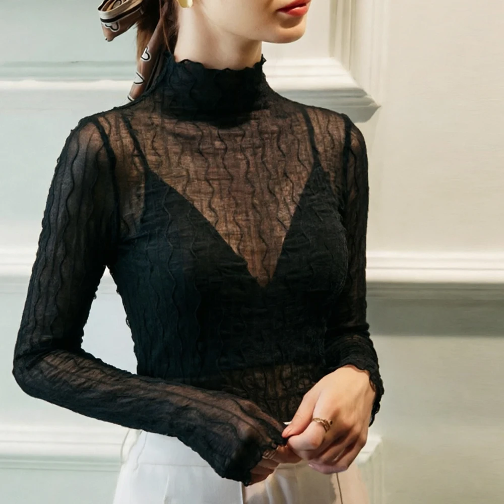 Cheap Discounted Price T Shirt Edge Slim Stretch T Shirts Tops Women Ruched Long Sleeve Elegant Top Cropped Streetwear Clothes