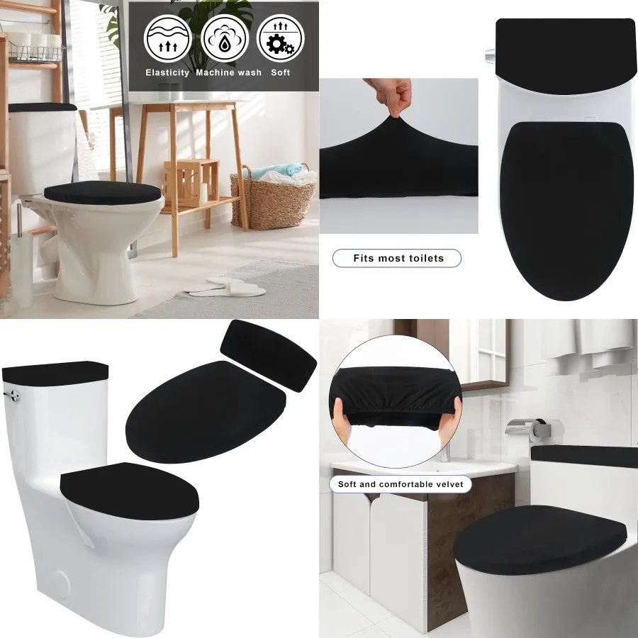 

Sliverdew Toilet Lid Cover and Toilet Tank Lid Cover with Elastic Bottom Fabric for Secure Fit on Toilet Lid and Tank Top Ideal