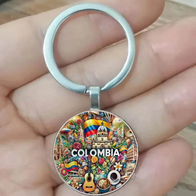 Llavero Colombia Globo aerostático, rosa, guitarra y café