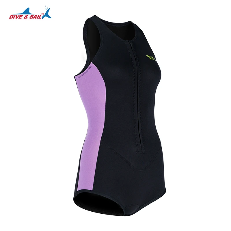 Women's Shorty Wetsuit One Piece Sleeveless Front Zip 2mm Neoprene Thermal Swim Vest for Surfing Snorkeling Thermal Bathing Suit