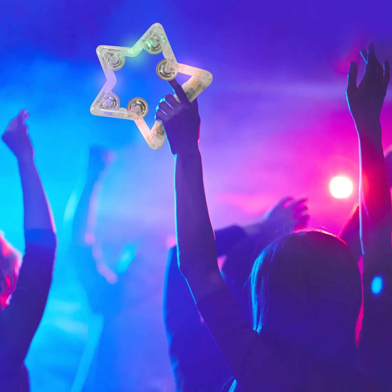Pandeiro piscante em forma de estrela de cinco pontas, instrumento de percussão portátil para festas, festivais, eventos esportivos, carnaval