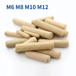 10/20/50/100pcs M6 M8 M10 M12 Wooden Dowel Cabinet Drawer Round Fluted Wood Craft Dowel Pins Rods Set Furniture Fitting