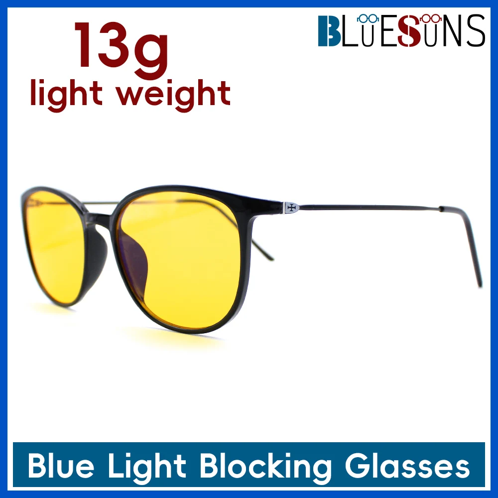 เลนส์สีเหลืองน้ำหนักเบาเป็นพิเศษแว่นตาป้องกันแสงสีฟ้าวัสดุ TR สำหรับการดูแลดวงตาและการเพิ่มความคมชัด