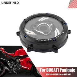 Clear Clutch Cover Black Engine Protector Guard for Ducati Panigale 959 1199 1299 Corse ABS R V2 2020-2022 Waterproof CNC