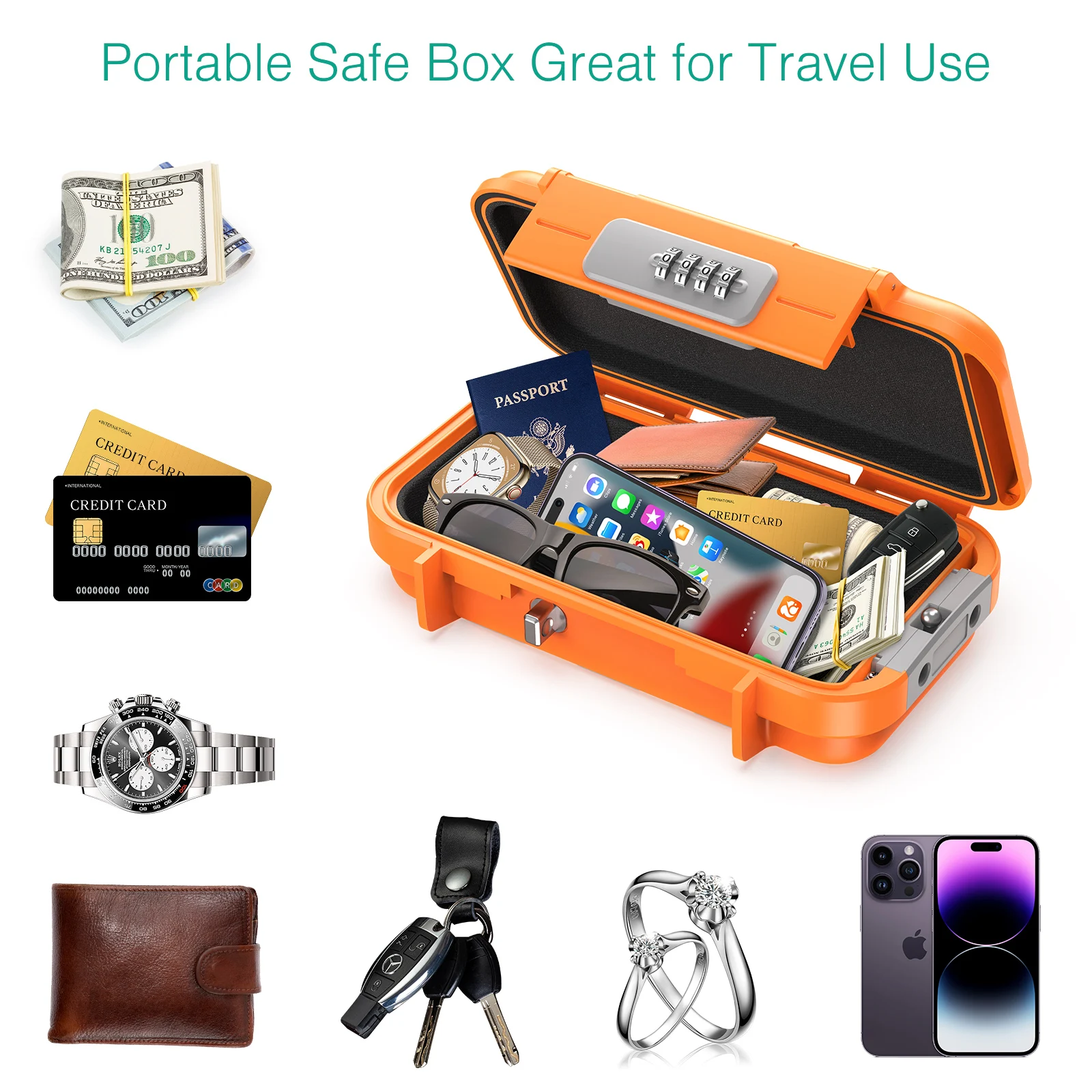 Oria tragbare Safe Box Kombination Sicherheits koffer Schließfach mit Code Reise Safe Outdoor Sport Sicherheit Aufbewahrung schlüssel box