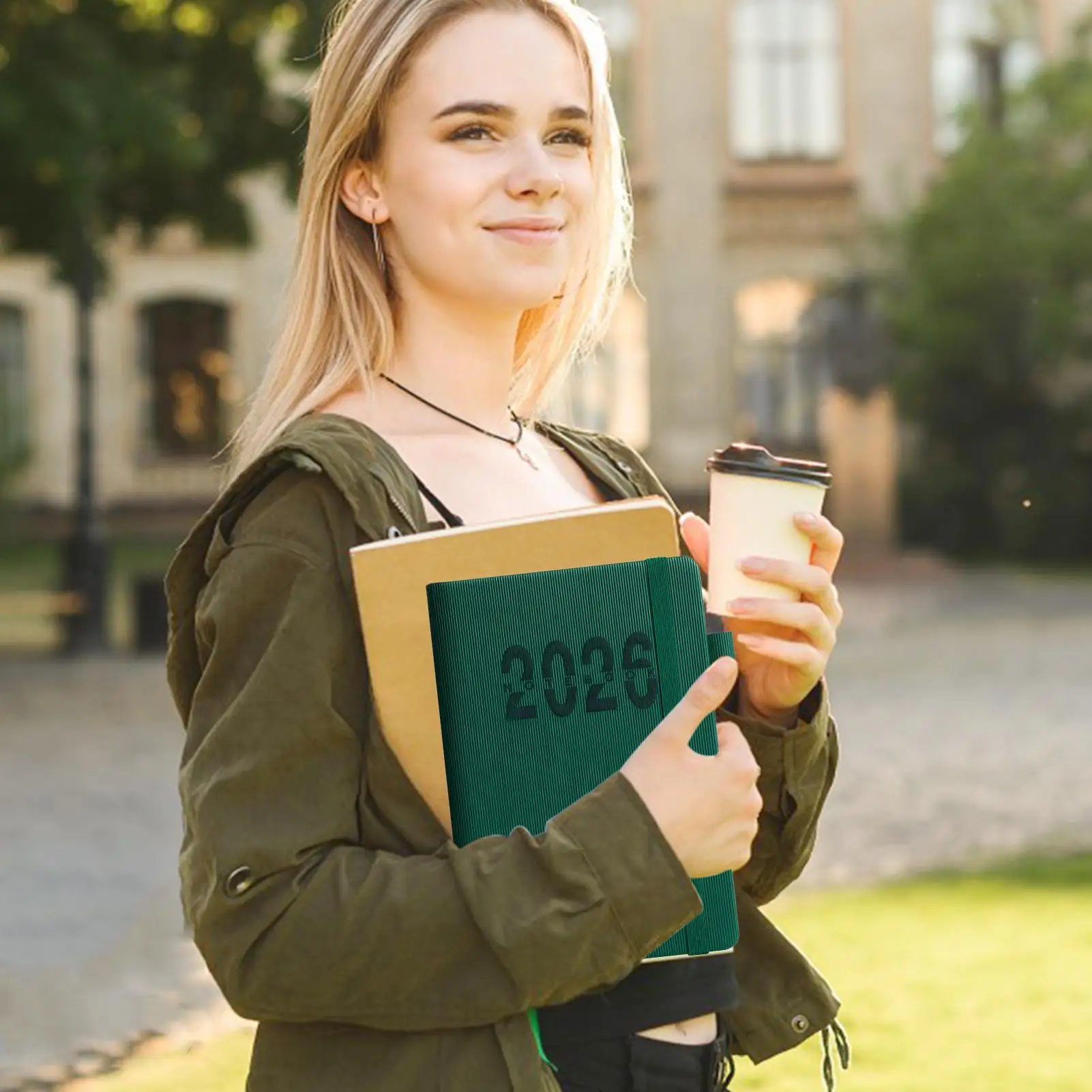 مخطط المواعيد 2026 كتاب الجدول الزمني مع حزام A5 دفتر الإنجليزية مجلة المشارب العمودية للأعمال الأكاديمية للياقة البدنية