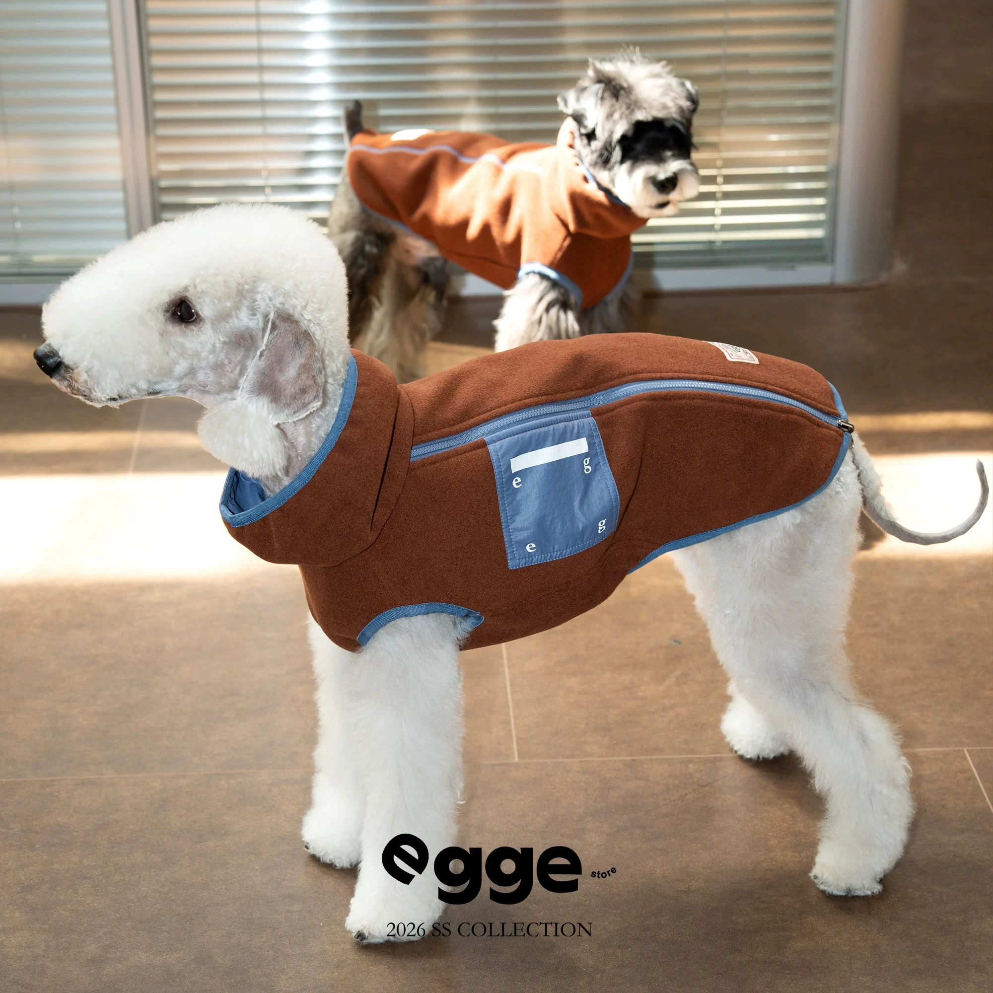 EGGE omkeerbare fleece vest voor Italiaanse windhond, whippet en schnauzer, warme, modieuze winterkleding voor huisdieren, geschikt voor bedlington terrier.