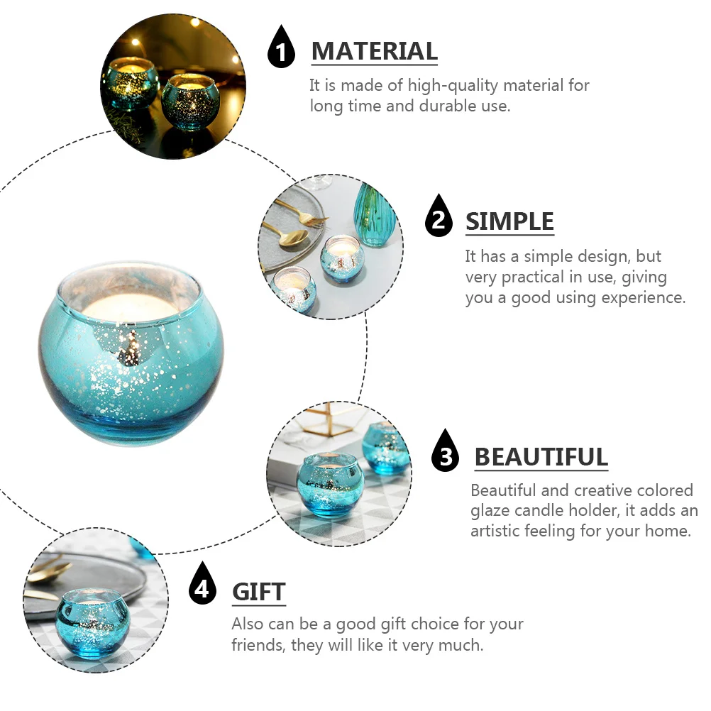 

12 Pcs Spotted Cup Hollow Candleholder for Hotel Decor Use Colored Glass Blue Colorful Decorative