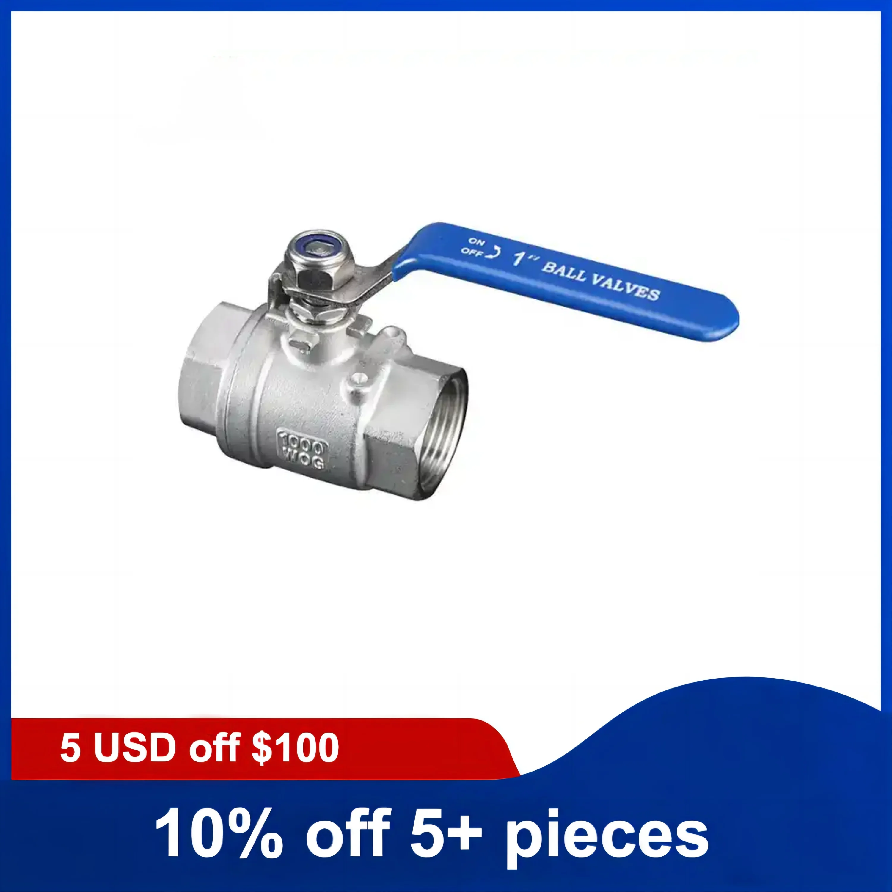 3/4'' 304 Stainless Steel Manual Valve Two Pieces Two Way Female Thread Manual Valve