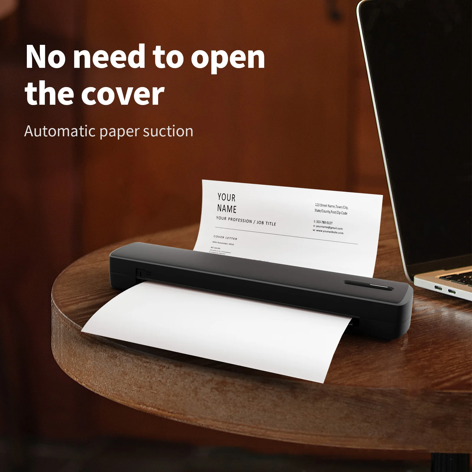 Inkless Portable Printer Thermal Wireless for Travel A4 Printer HD C80 300DPI US Compatible Android /Windows/Mac/IOS School Car