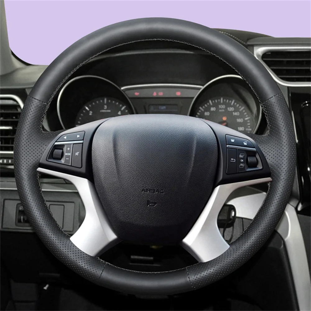 DIY Black Genuine Leather Anti Slip 38cm Car Steering Wheel Cover For Great Wall 17 Years 20 21 23 Wind Jun 5 Wind Jun 6