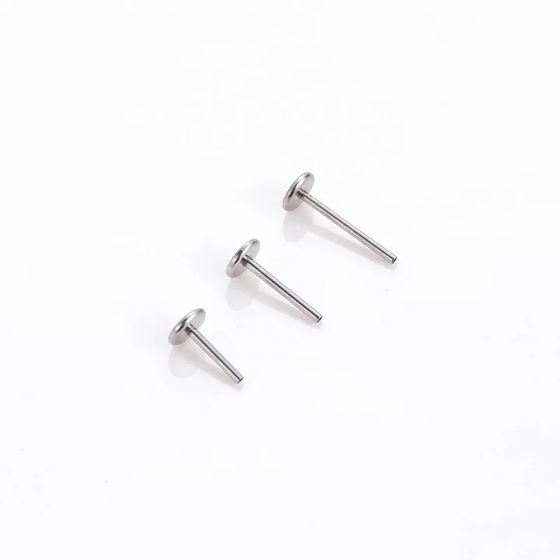 10pcs G23 Titanium Piercing Labret Threadless T Rod Base Ear Lip Nose Tragus Piercing Jewelry Accessories Wholesale 16G 18G 20G