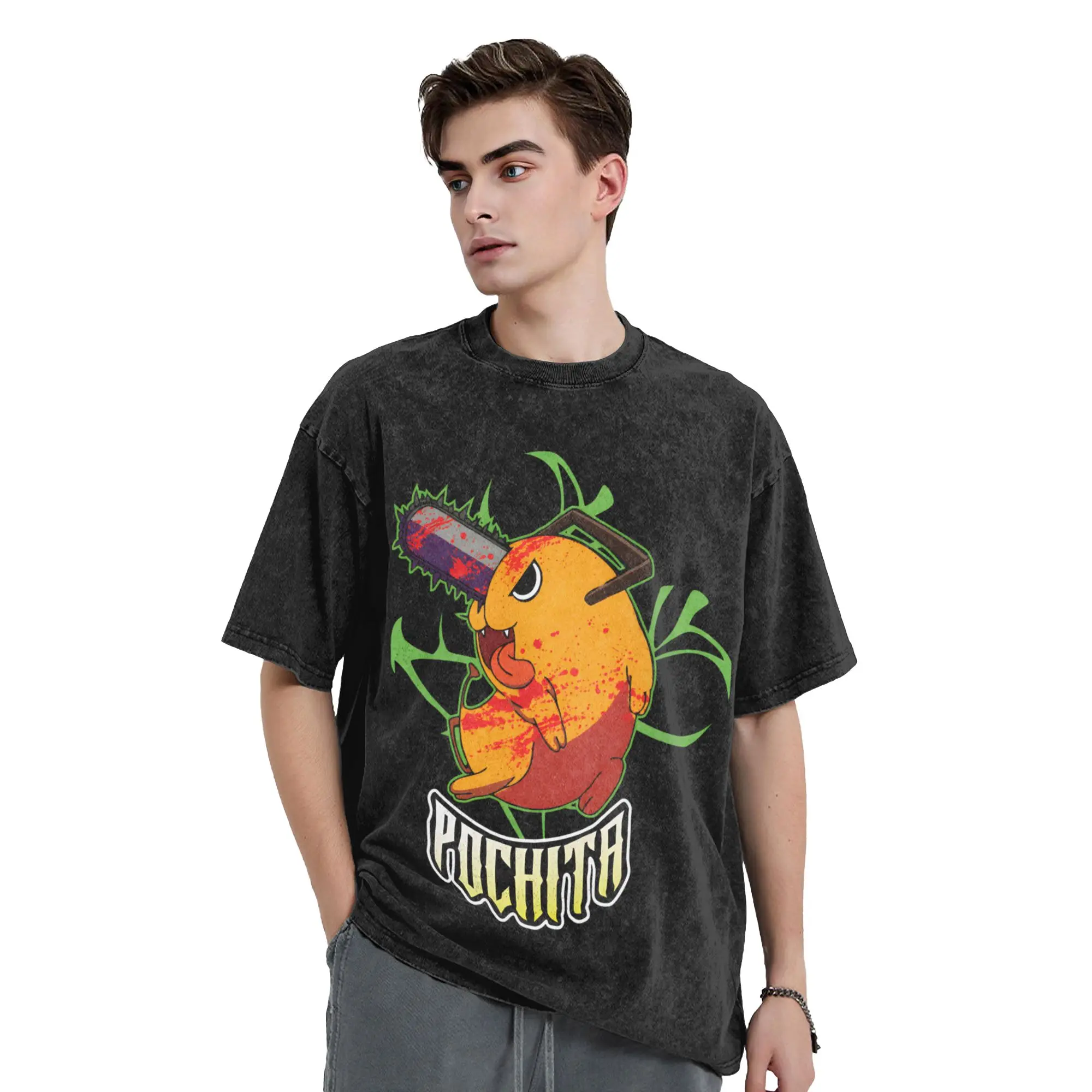 Chainsaws Man T-Shirt Summer Pochita Streetwear T Shirts Cotton Harajuku Tshirt For Mens Short Sleeve Print Tops