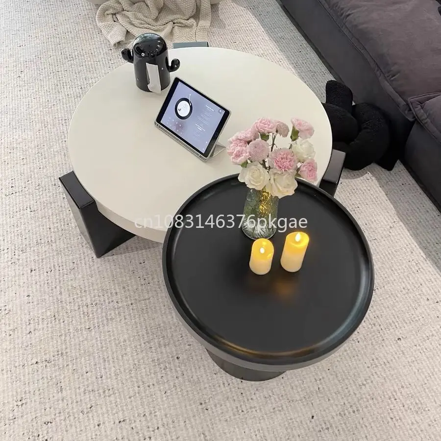 Cream Advanced Simple Round Coffee Table Modern Light Luxury Living Room Home Designer Combination Furniture