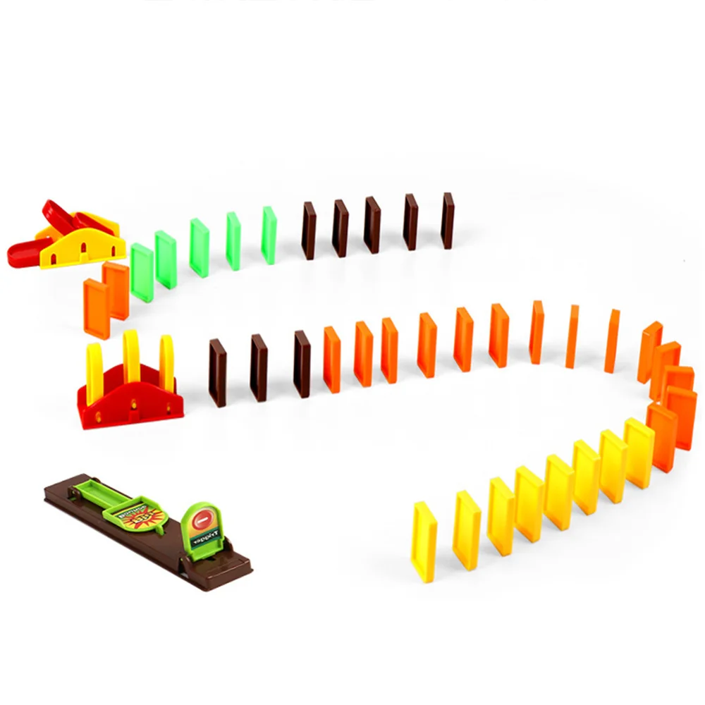 Jeu de blocs dominos colorés avec Train, Kit de Placement automatique, voiture avec son, jouet de construction et d'empilage pour enfant, apprentissage, B99