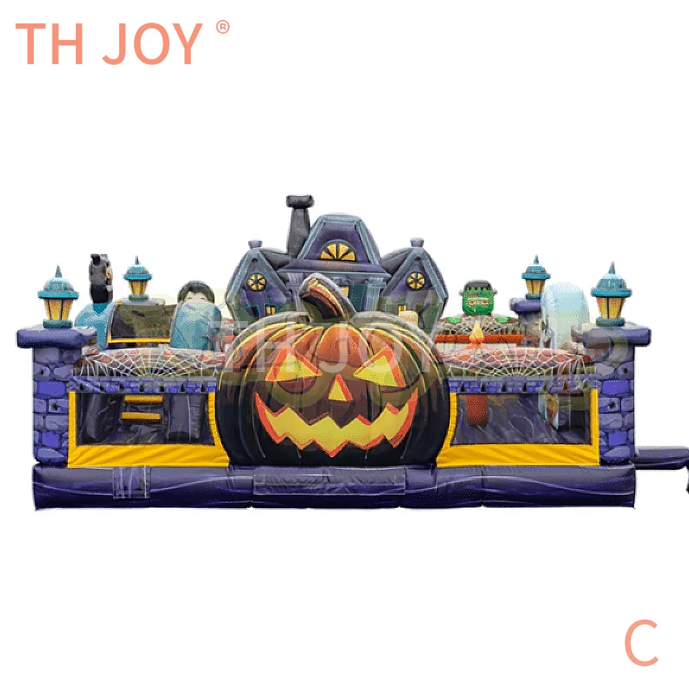 Par navire à porte, nouvelle maison hantée, château gonflable commercial, aire de jeux gonflable pour Halloween, pour fête, 2025