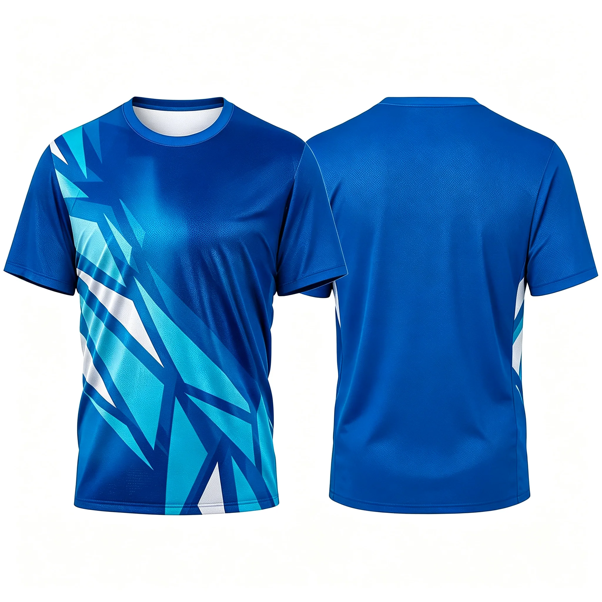 Men's round neck football training jersey, diagonally cut geometric color block print, breathable fitness short sleeved T-shirt