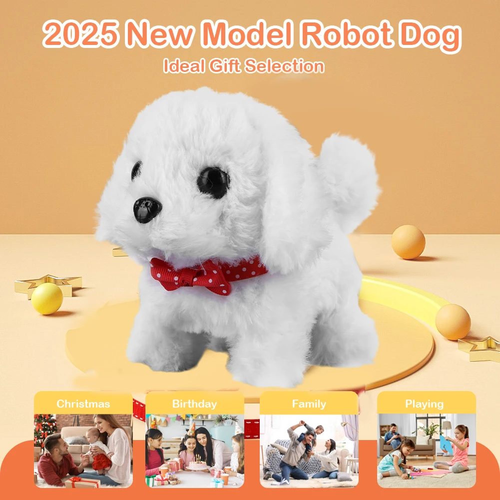 Elektronischer Roboterhund, interaktives Plüsch-Welpenspielzeug, wirkt wie ein echter Welpe, Stofftierhund, batteriebetrieben, für Kinder ab 14 Jahren