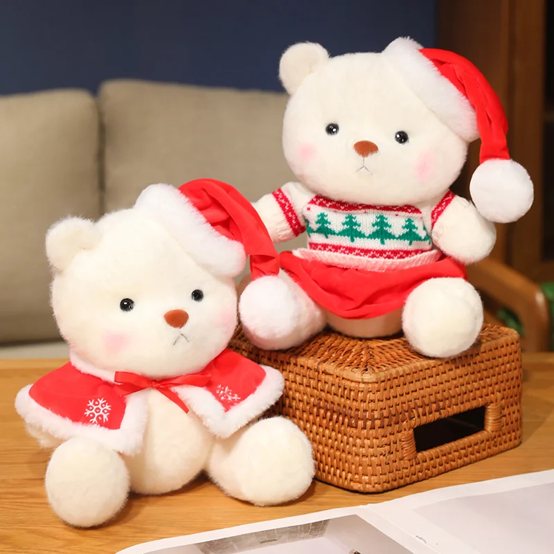 Cute Christmas Bear Plush Toy Joints are Movable Christmas Day Home Decoration Kid Toy Christmas Gift for Boy Girl