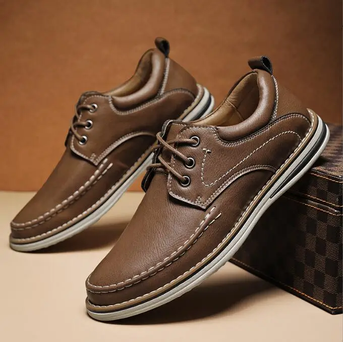 

Fashion Men Casual Shoes Genuine Leather Handmade Leisure Shoes Outdoor Sports Shoes Plus Size Men Shoes
