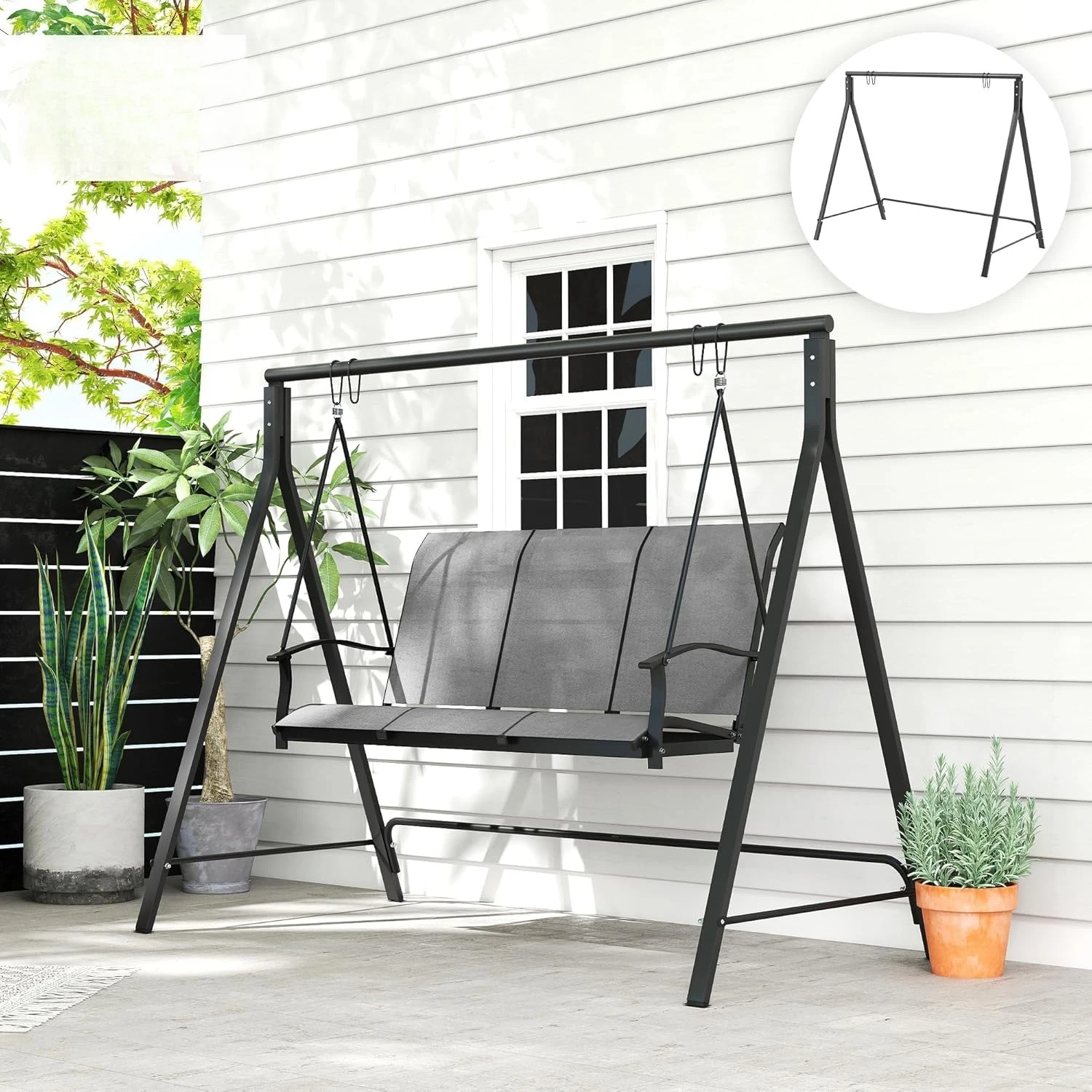 

Metal Porch Swing Stand, Heavy Duty Swing Frame, Hanging Chair Stand Only, 528 LBS Weight Capacity, Black