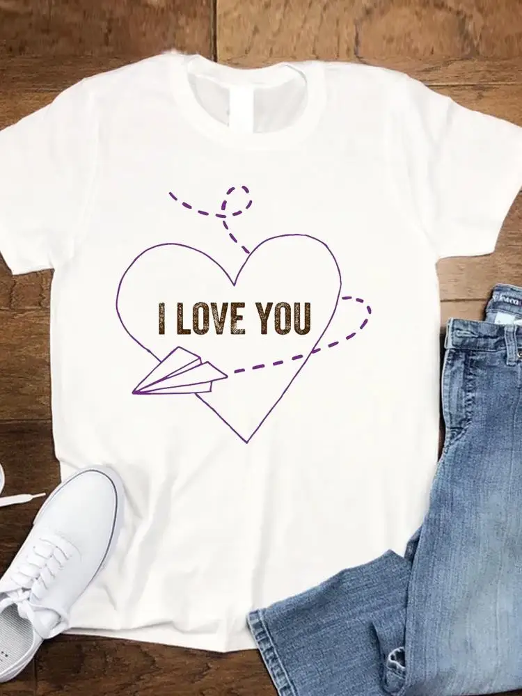 

Love Heart Letter Casual Graphic T-shirts T Female Cartoon Short Sleeve Tshirts Clothing Tee Top Lady Women Fashion Clothes