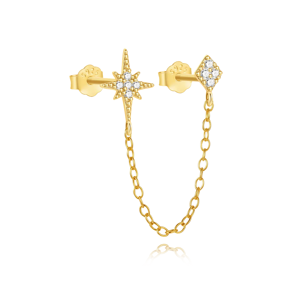 CANNER 1 ST 925 Sterling Zilveren Ketting Kwastje Geometrische CZ Platte Kop Piercing Oor Bot Nagel Voor Vrouwen Ins Ster Maan Stud oorbel