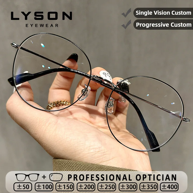 

LYSON New Women Round Anti Blue Light Reading Glasses High Quality Myopia Hyperopia Glasses Anti-Reflective Optical Eyeglasses