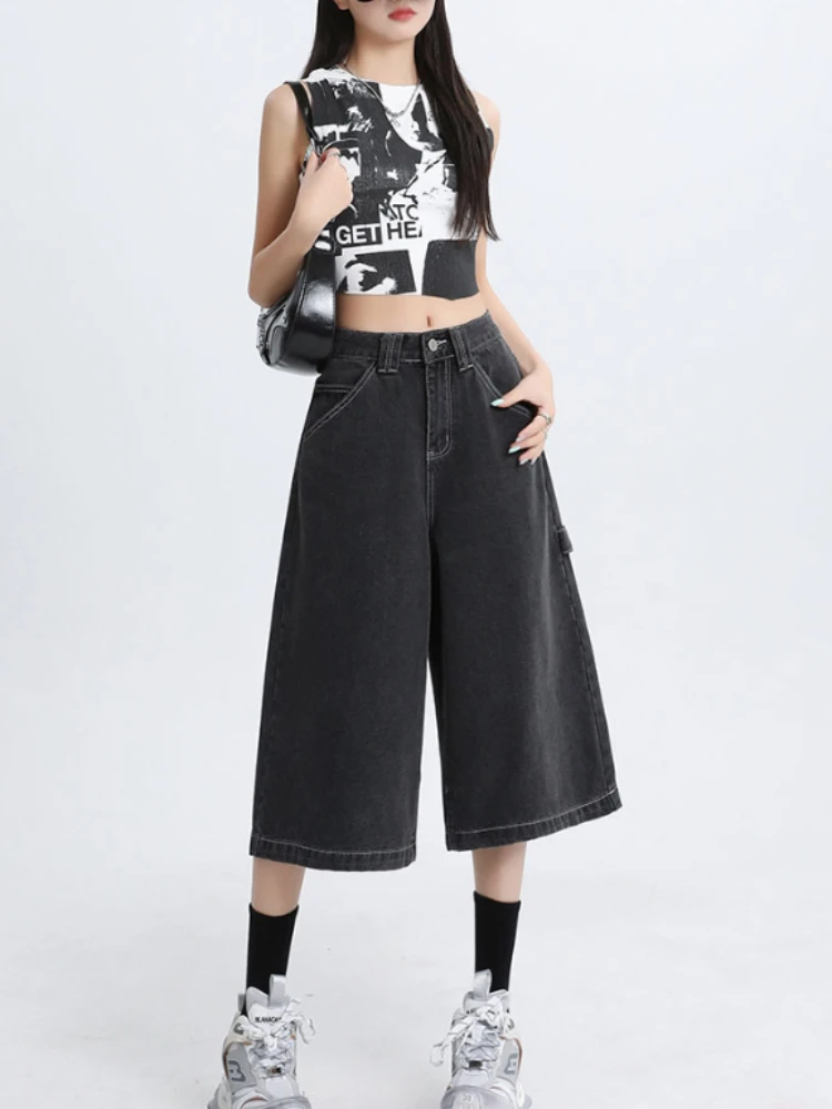 Summer Retro High Waist Wide Leg Pants Women Fashion Designer Thin Loose Baggy Pant Female Casual Chic Wash Natural Cowboy New