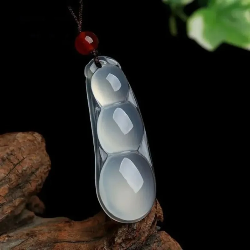 

Кулон из натурального агата, ледяного халцедона, зеленой фасоли, женский популярный кулон Fuzu