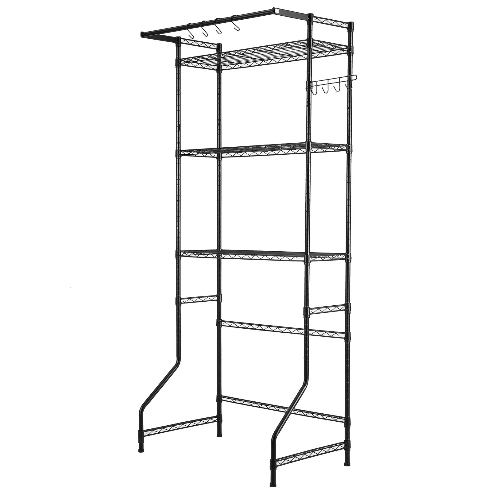 

Over Washer And Dryer Storage Shelf, 3 Tiers Laundry Room Drying Rack With Hanger Rod And Hooks, Single Row Adjustable Washer