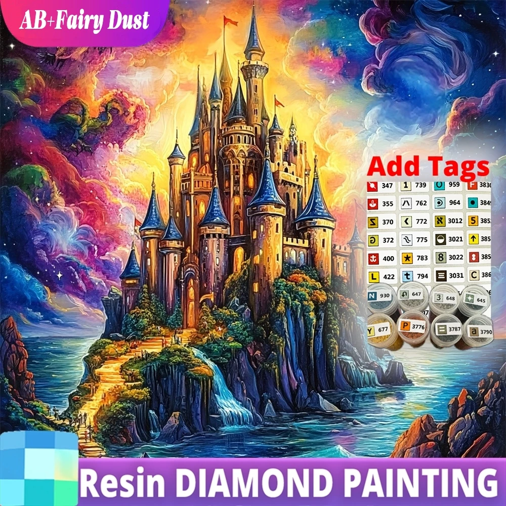 

Смола AB Фея Пыль Алмазная картина Замок Пейзаж Акриловые принадлежности для рукоделия Мозаика Дом Пейзаж Рукоделие DIY Детское хобби