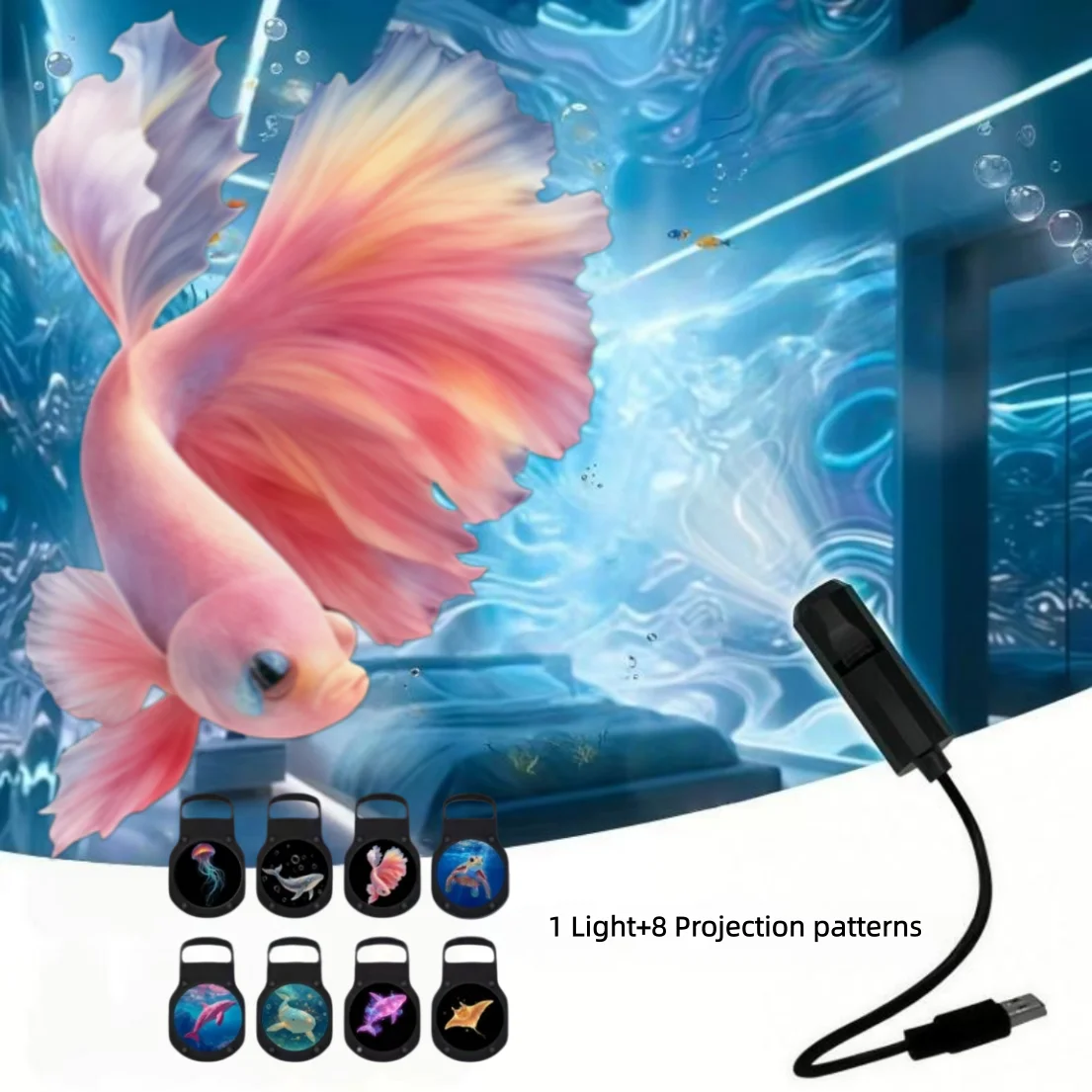 USB Ocean Animal Projector Night Light Replaceable Slides Marine Creature Projection Lamp For Kids Bedroom Home Atmosphere Decor