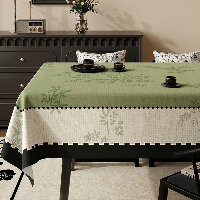 Green Retro Plaid Waterproof Tablecloth High-Quality Pvc Oil-Proof Table Mat for Living Room No-Wash Dining Aesthetic Room Decor