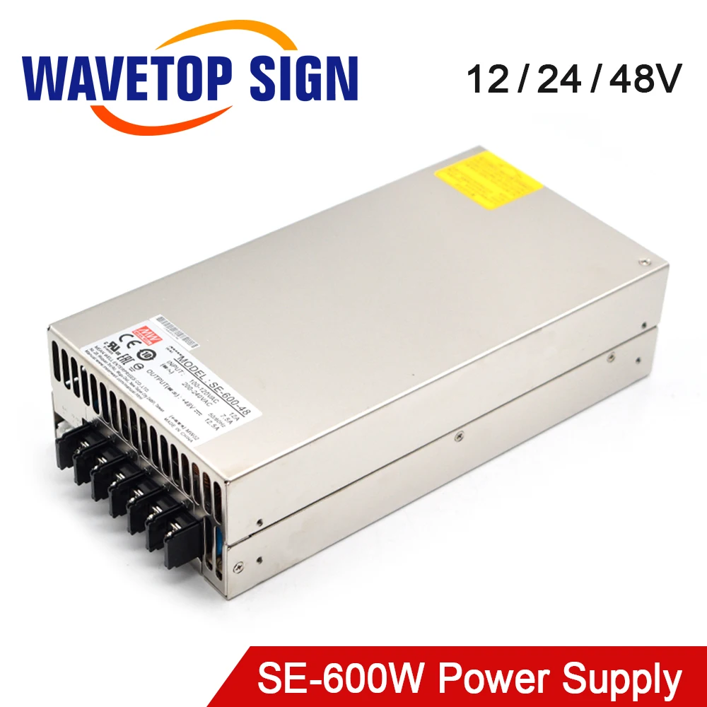 

WaveTopSign MeanWell 600W Switch Power Supply SE-600 48V 12.5A 24V 25A 12V 50A for CO2 Laser Source 30W