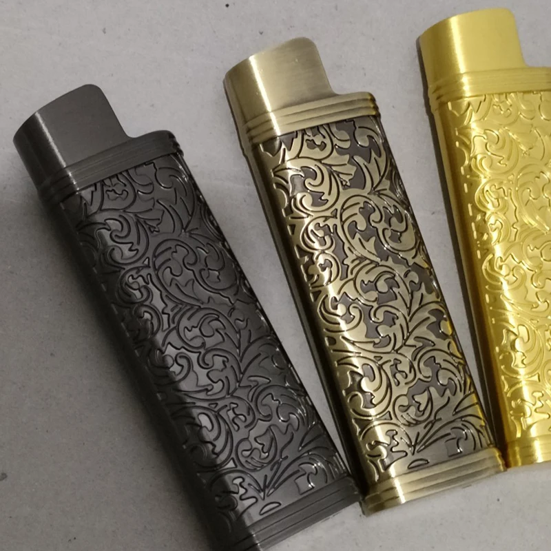 Classic Durable Reusable Alloy Case Lighters Universal Outside Armor Cover Fashion carving Metal Shell For Cricket Ed1