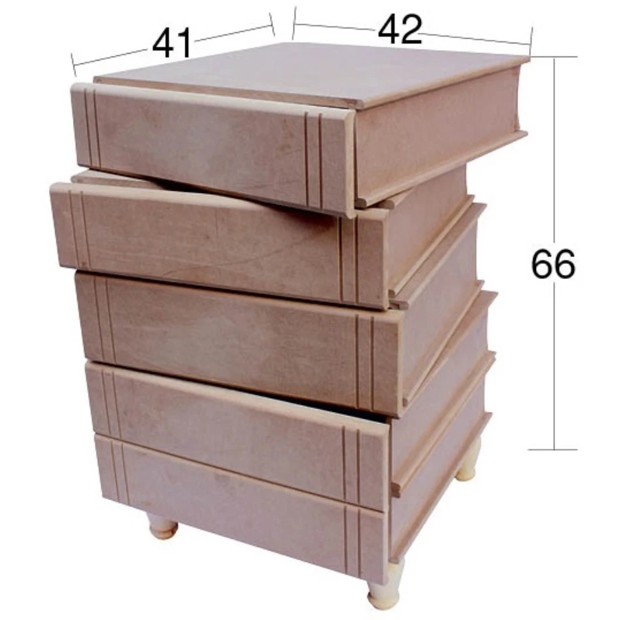 D15 Book Commode, Dyeable Raw Wood Mdf Dresser