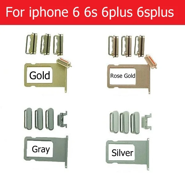 Mute & Power & Volume button and Sim Card Tray for iPhone 6 6s plus side keys and sim card slot Holder gold silver gray colors