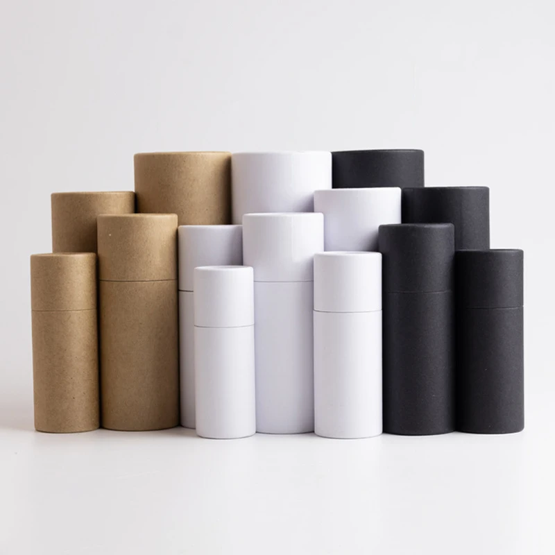 1Pcs Empty Thick Round Cowhide Empty Paper Tube Essential Oil Roller Bottle Packaging Box For Oil Perfume Container