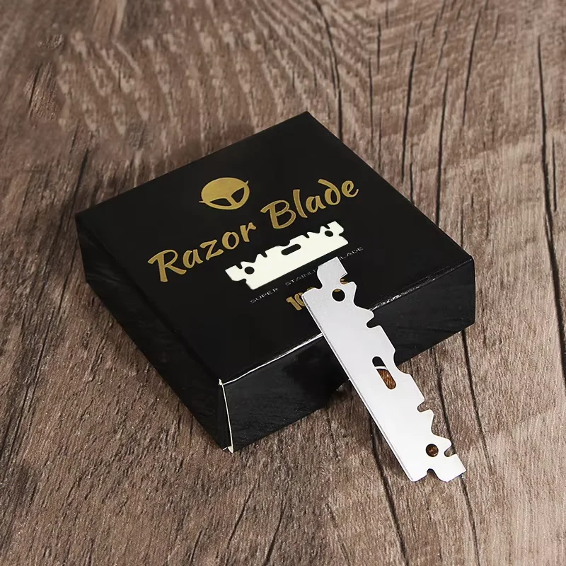 Alat cukur pria, pisau cukur satu sisi Stainless Steel 100 buah alat cukur Manual