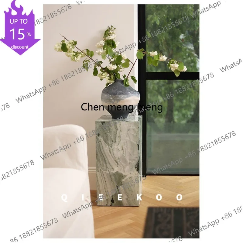 N178 Natural square cold jadeite marble living room modern side display table floor ornament